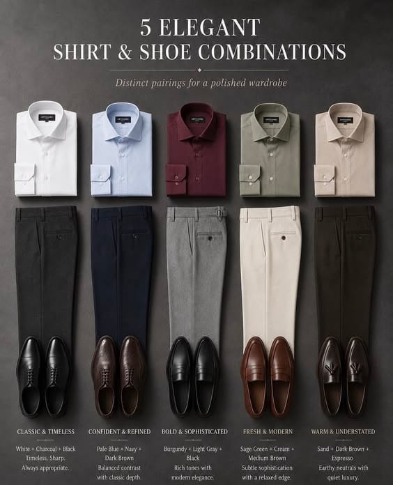 5 kombinasi kemeja, celana, dan sepatu yang elegan